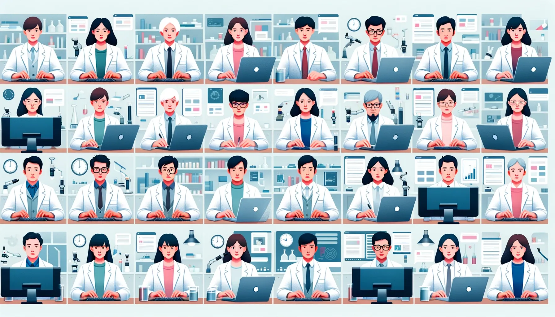 Life science researchers answering a survey